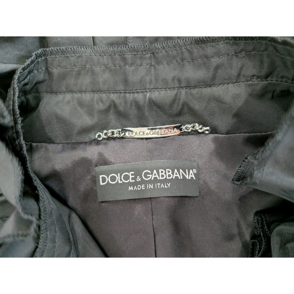 Dolce & Gabbana Ruffled Trench Coat Black Polyester Size 36 Belted Jacket - Picture 2 of 13